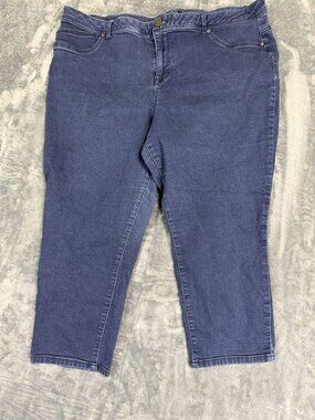 1822 Denim Womens Plus Size Skinny Jeans 24W Blue Stretch Mid Rise